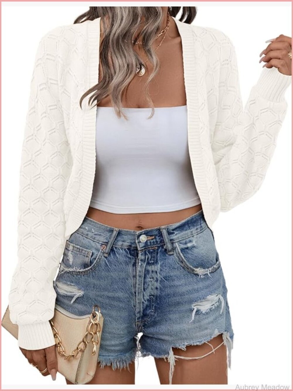 Cropped Cardigan Bolero Shrug Open Front Long Sleeve Knit Sweater